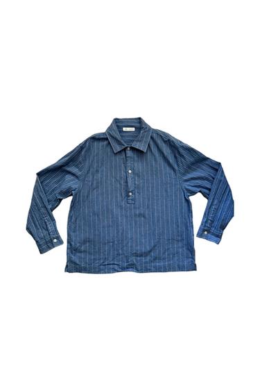 BLUE STRIPED COLLAR BOTTON UP POLO
