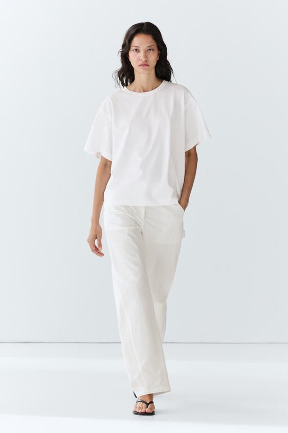 Zara 100% cotton short sleeve T-shirt - White - Image 0