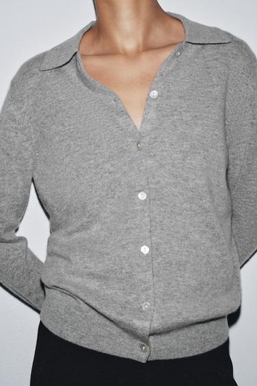 VESTE POLO AVEC LAINE ET CACHEMIRE - Gris de Zara - Image 6
