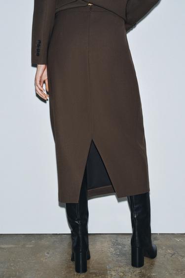 JUPE À PLIS AVEC LAINE ZW COLLECTION - Vison de Zara - Image 2