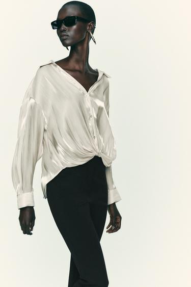 TWISTED SATIN BLOUSE - ECRU by Zara