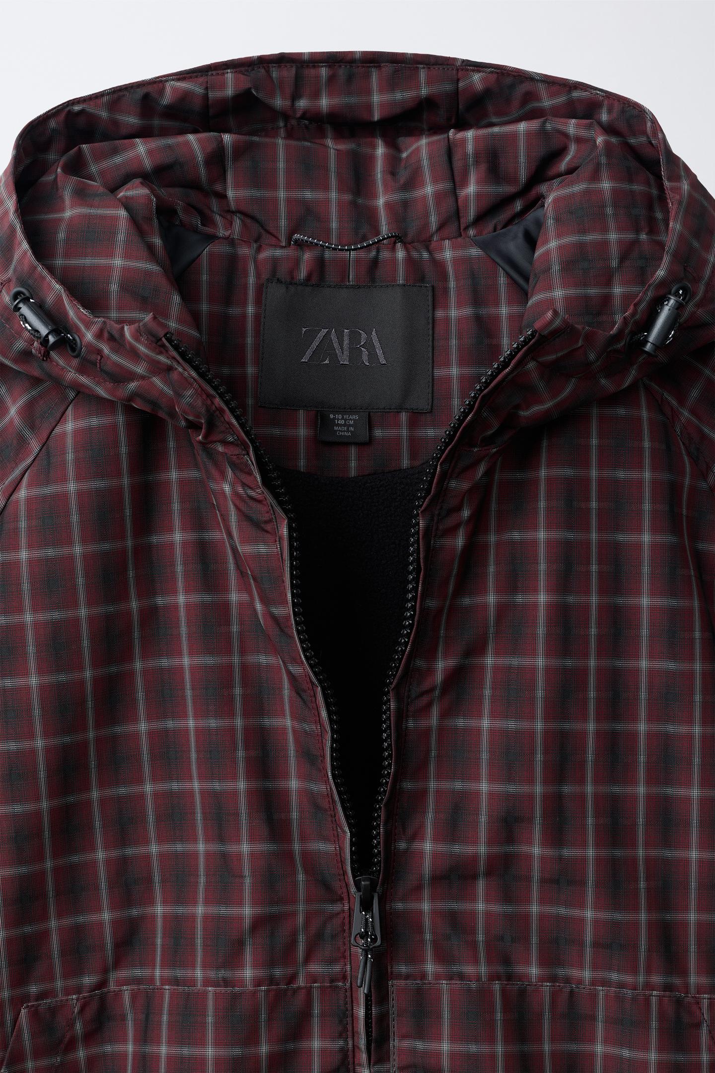 Детская куртка Zara Water-Repellent Plaid, цвет: Бордовый — фото 7