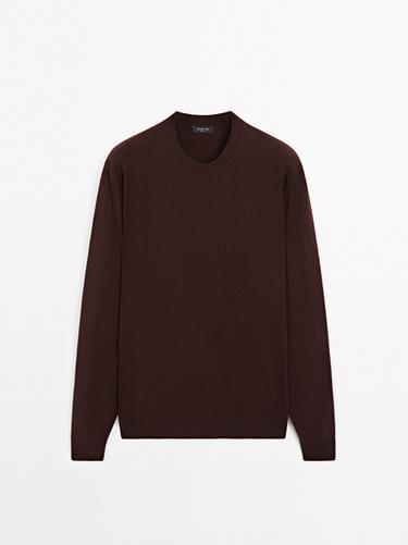 Zara Wool blend crew neck sweater - Burgundy - Image 0