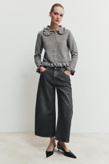 CHAQUETA PUNTO VOLANTES - Gris de Zara