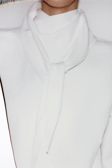 HEAVY COTTON BOW T-SHIRT - White by Zara - Image 4