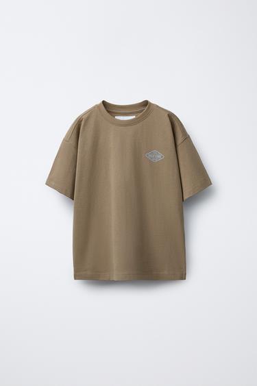 Zaras T-SHIRT MED TRYCKT LOGOTYP - Brun