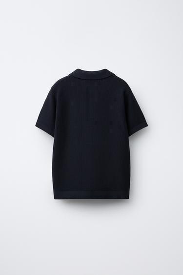 BASIC RIBBED POLO SHIRT - navy by Zara - Image 1