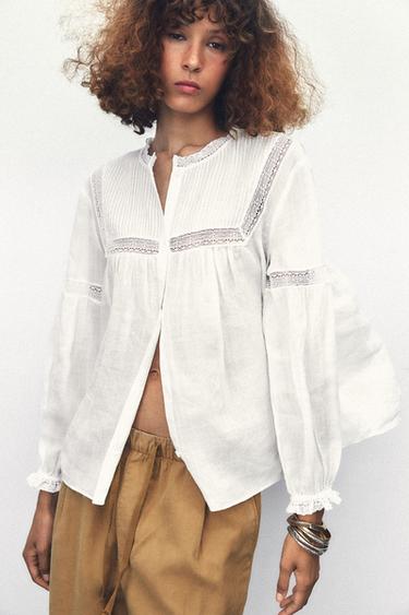CAMISA ROMÁNTICA RAMIO ZW COLLECTION - Blanco roto de Zara