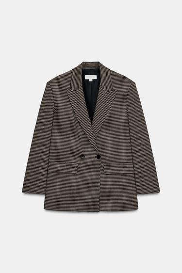 BLAZER CRUZADA OVERSIZE CUADROS - Marrón / Crudo de Zara