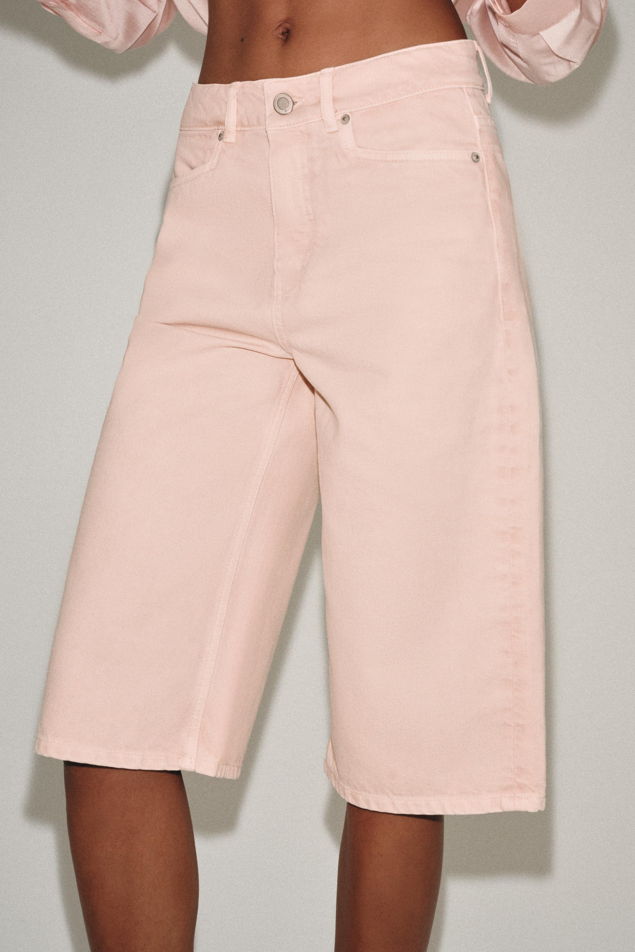 ZW COLLECTION MID-RISE DENIM SHORTS — Pink