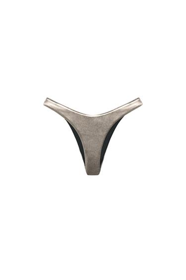 METALLIC BIKINI BOTTOMS - Dark silver by Zara