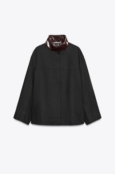 ZW COLLECTION CONTRAST COLLAR JACKET - Navy blue by Zara