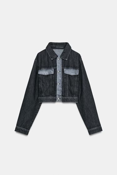 Zaras Z1975 KORT DENIMJACKA MED KONTRAST - Grå