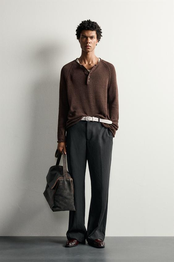 JERSEY REGULAR FIT CUELLO PANADERO - Marrón de Zara - Imagen 0