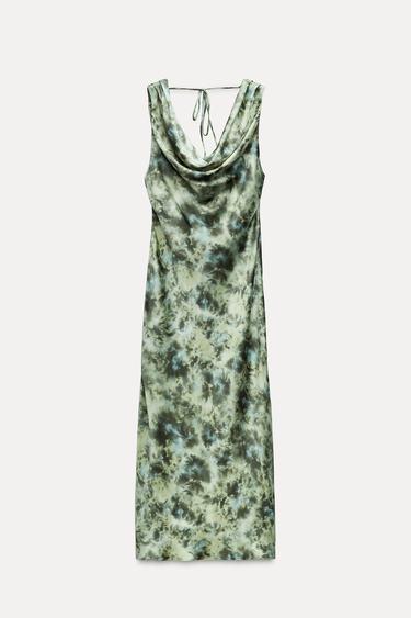 SATIN TIE-DYE PRINT DRESS - Multicoloured by Zara
