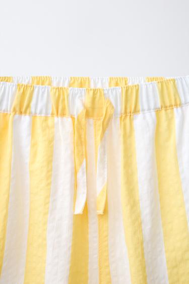 STRIPED SEERSUCKER TROUSERS - Yellow by Zara - Image 2