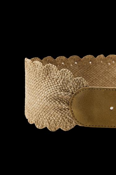 CINTURÓN RAFIA COMBINADO - Beige de Zara
