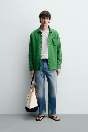 CHEMISE REGULAR FIT LYOCELL - COTON - Vert moyen de Zara - Image 0