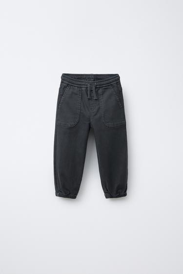 Zara TWILL JOGGER PANTS - Blue gray