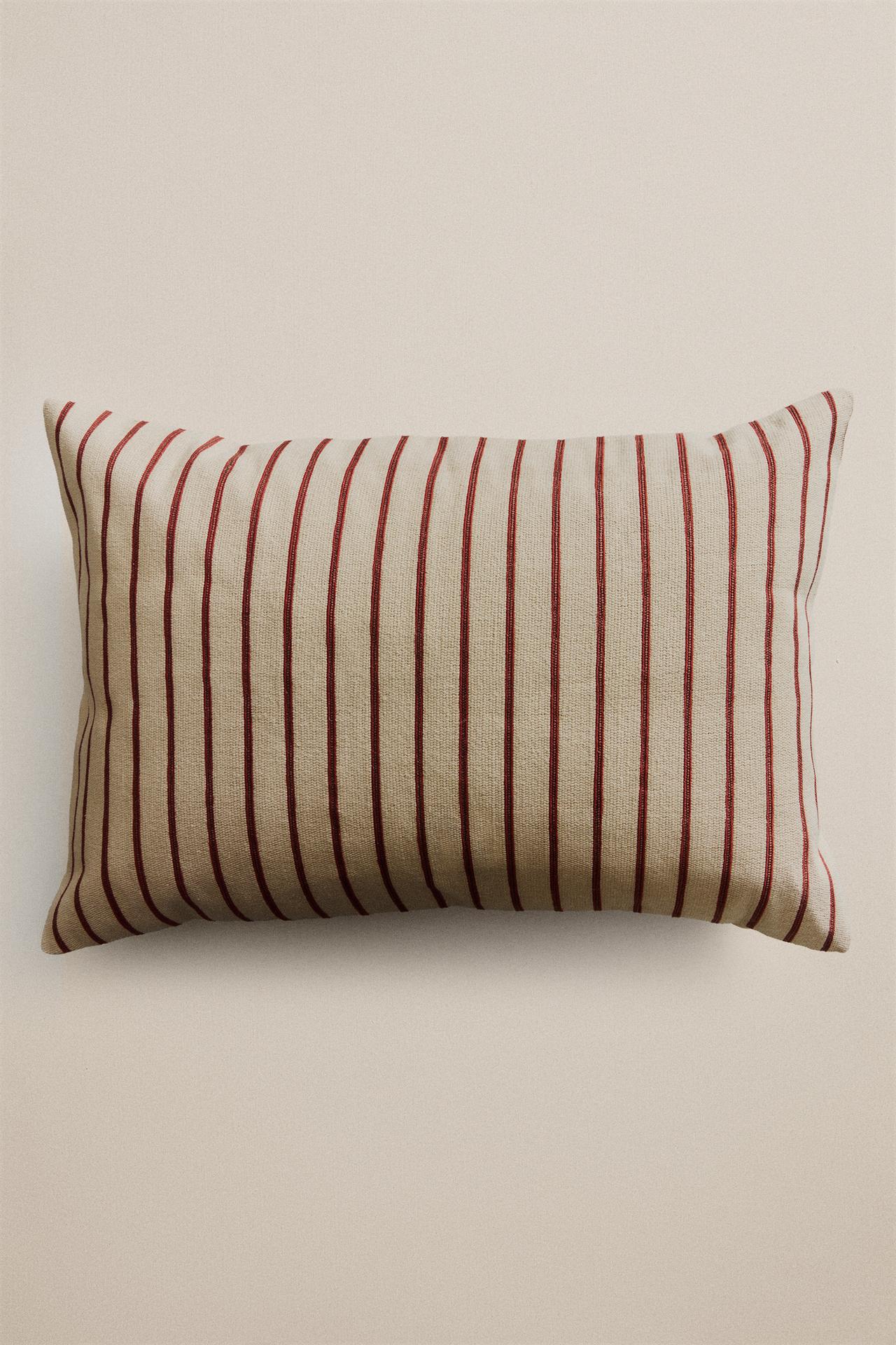 STRIPED CUSHION COVER — Light beige