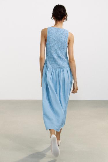 GINGHAM MIDI DRESS - Blue/White by Zara - Image 3