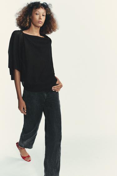 PLAIN KNIT LAYERED TOP - Black by Zara