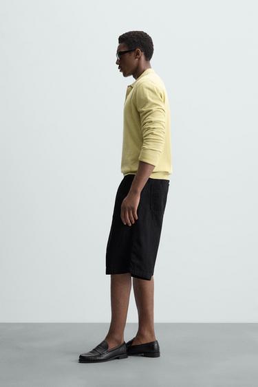 Zara KNIT COTTON - LYOCELL POLO SHIRT - Light lime green - Image 0