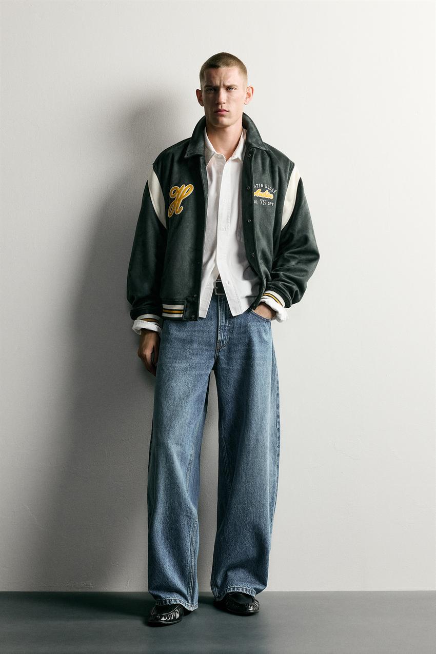 フェイクスエード パッチ ボンバージャケット - グリーン | ZARA Japan 