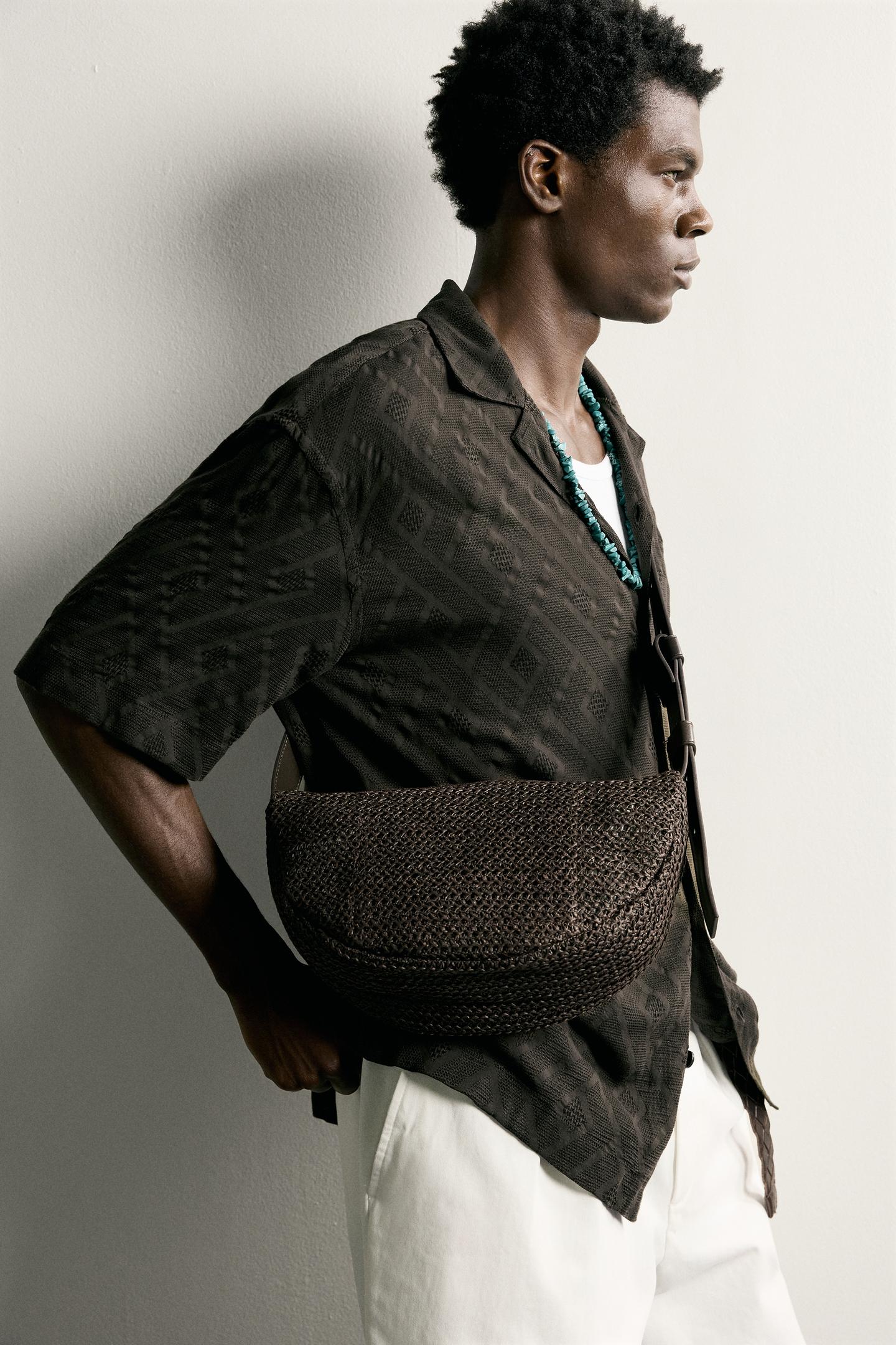 Мужская сумка Zara Woven Shoulder, цвет: Коричневый — фото 1