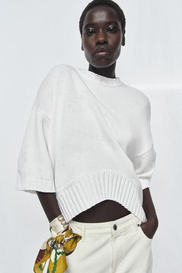 Zara 100% SILK PRINTED SCARF - Ecru - Image 0