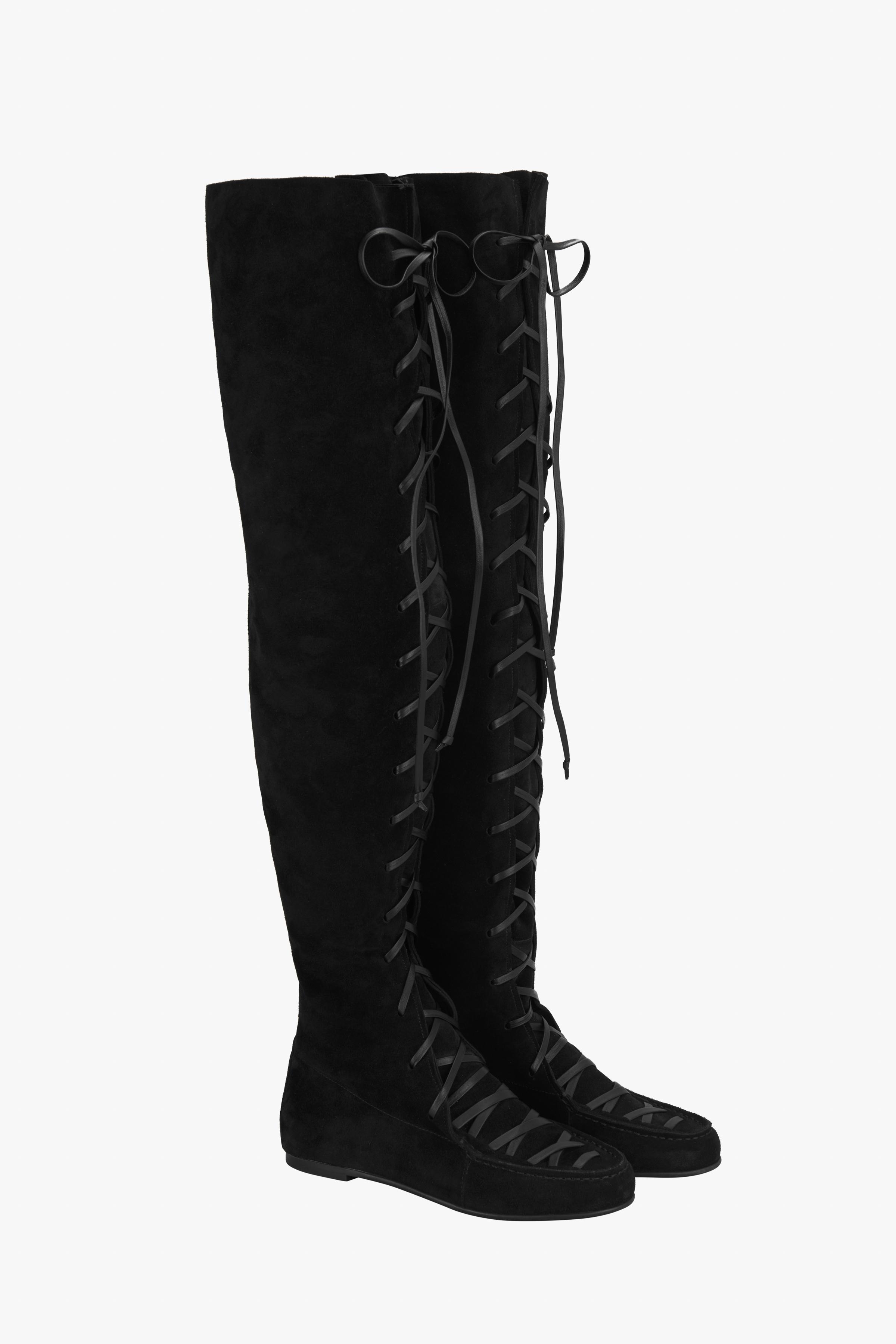 SUEDE LACE UP FLAT BOOTS X STEFANO PILATI Black ZARA Canada