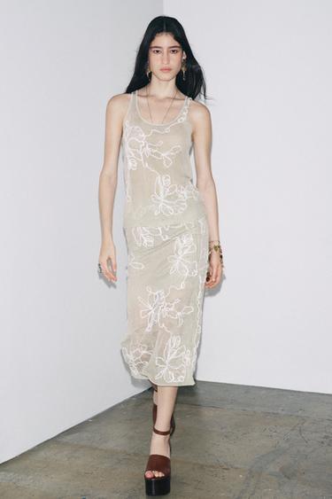 SEMI-SHEER STRUCTURED KNIT SKIRT - Ecru by Zara - Image 1