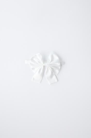 SATYNOWA MUSZKA Z KOKARDKĄ - Biały Zara