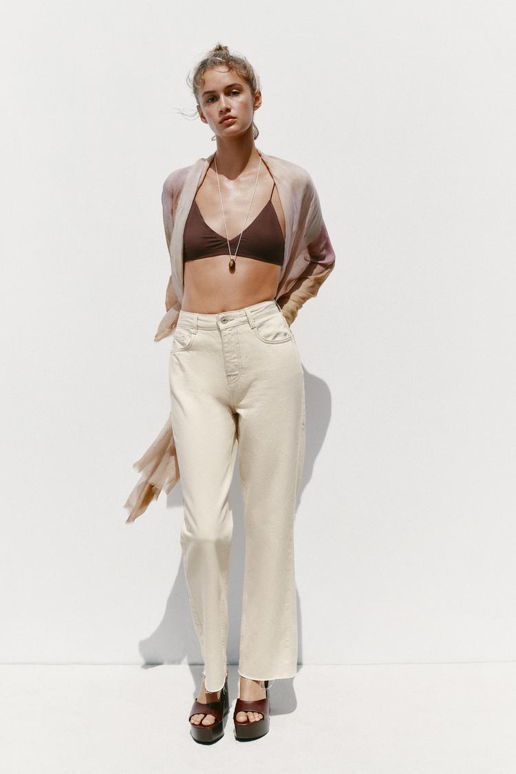 JEANS STRAIGHT ANKLE HIGH-WAIST Ecru ZARA India