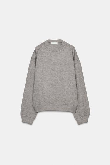 Zara SOFT LONG SLEEVE SWEATSHIRT - Taupe gray