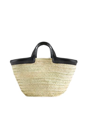 BORSA CESTA MINI DETTAGLIO PELLE - Nero di Zara