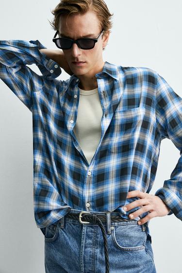 CHEMISE FLUIDE À CARREAUX AARON LEVINE X ZARA - Bleu de Zara - Image 4
