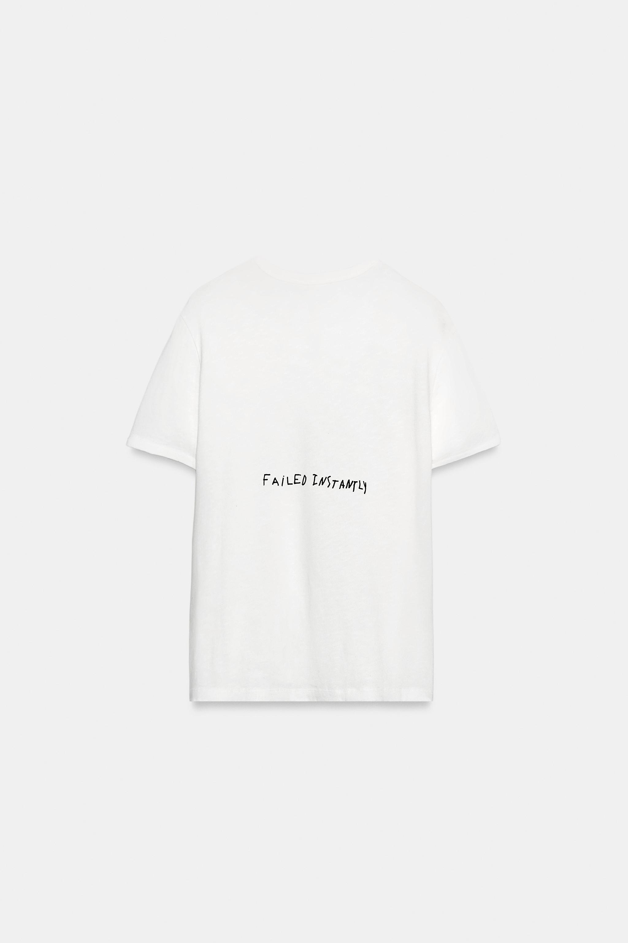 SLUB KNIT SLOGAN T-SHIRT - White | ZARA Turkey