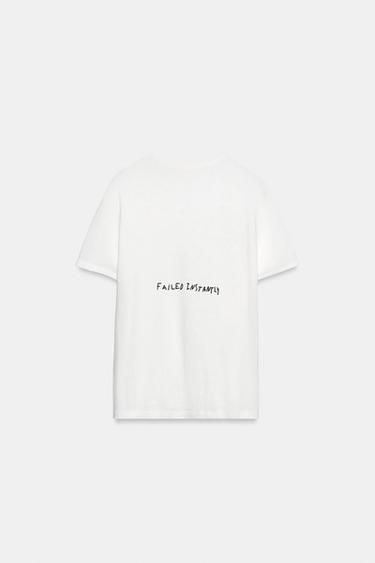 SLUB KNIT SLOGAN T-SHIRT - White by Zara - Image 2