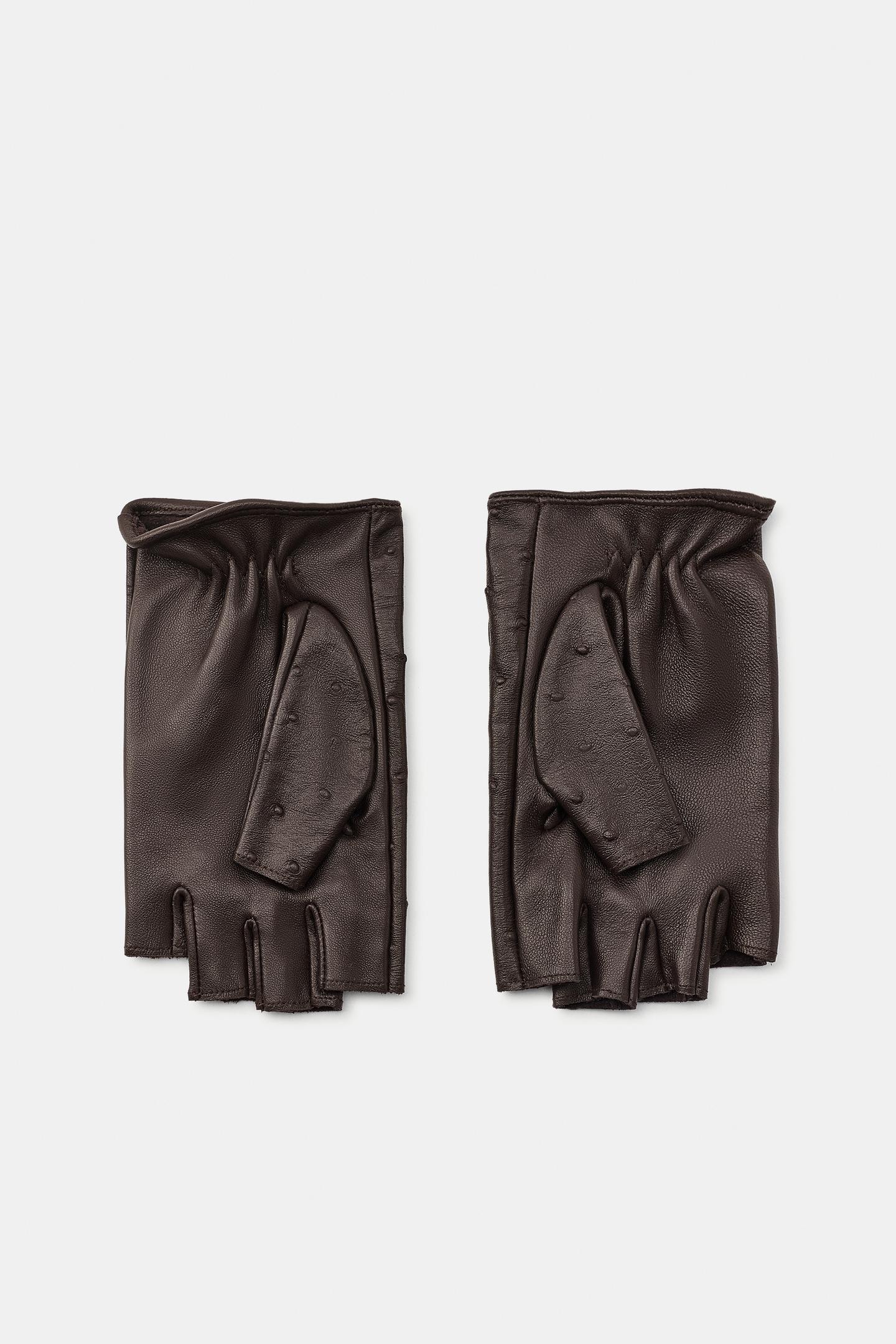 Женские перчатки Zara 100% Leather Tie, цвет: Коричневый — фото 3