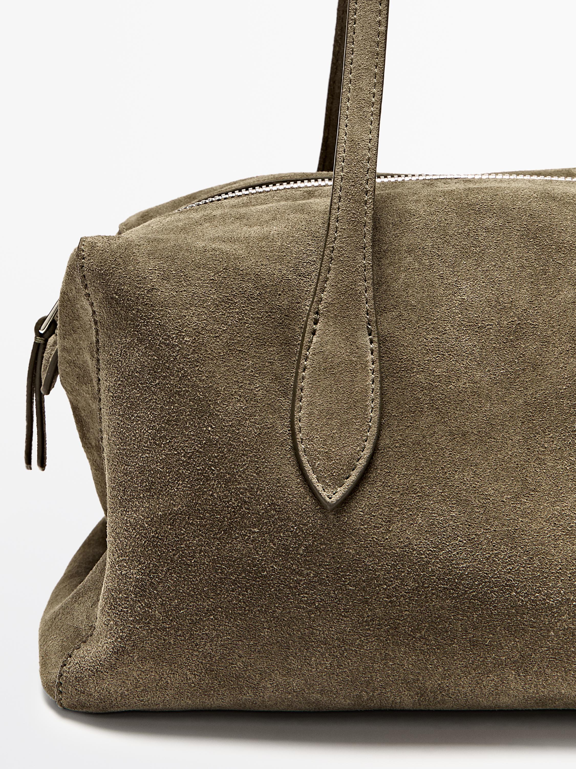 Split leather west satchel bag