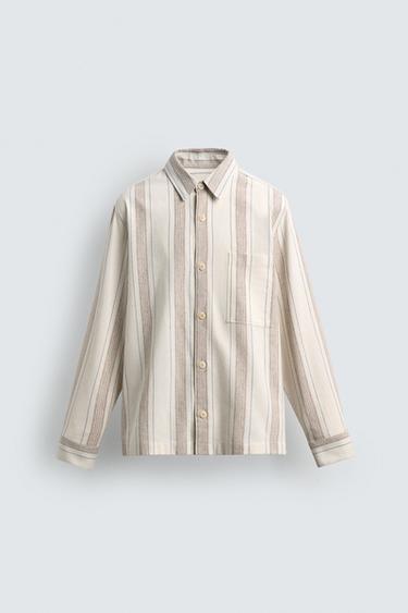 STRIPED TEXTURED SHIRT - White by Zara