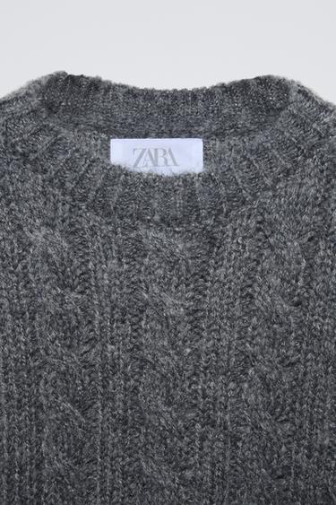 PULL EN MAILLE À TORSADES - Gris chiné de Zara - Image 4