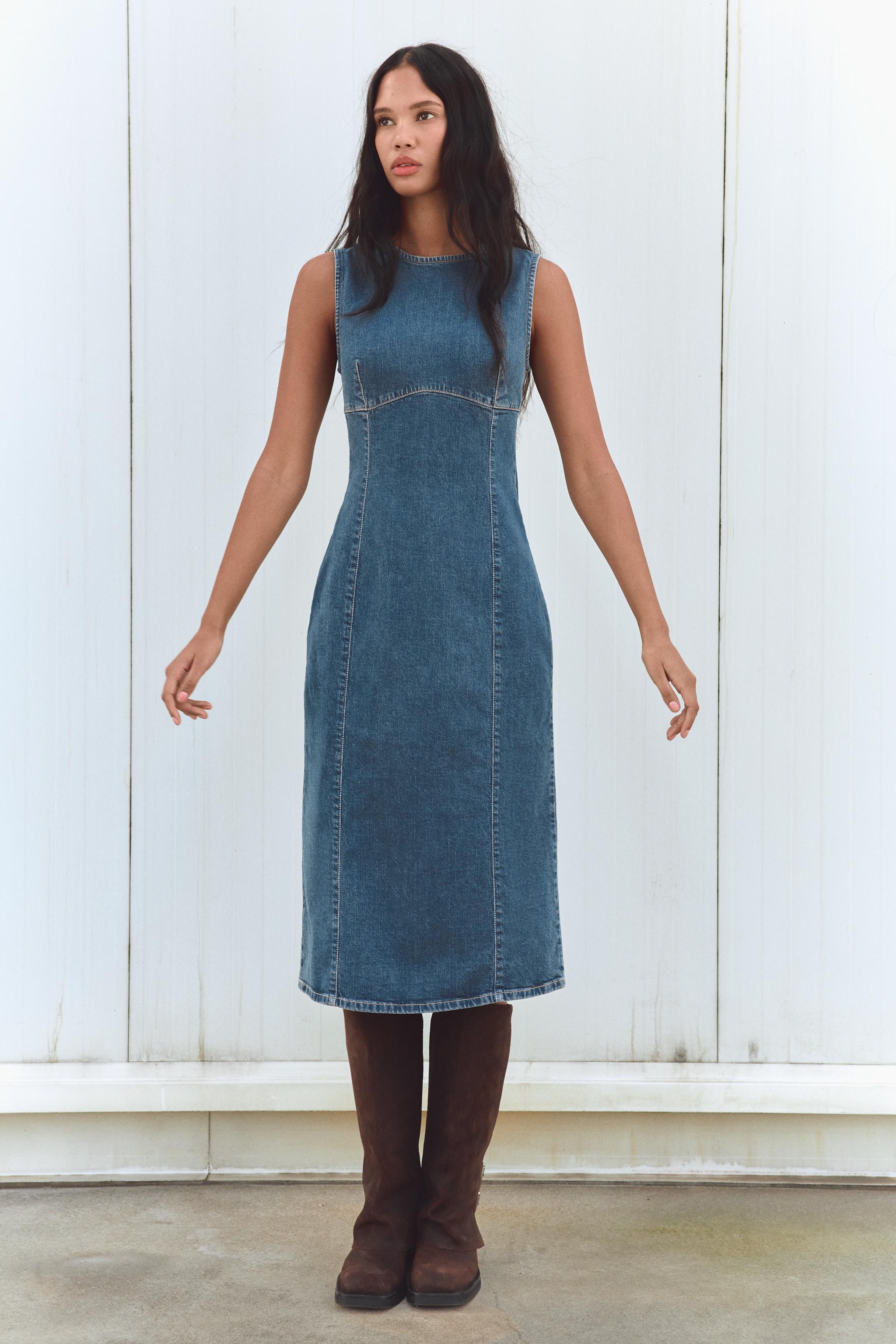 ROBE MI LONGUE EN JEAN TRF Bleu ZARA France