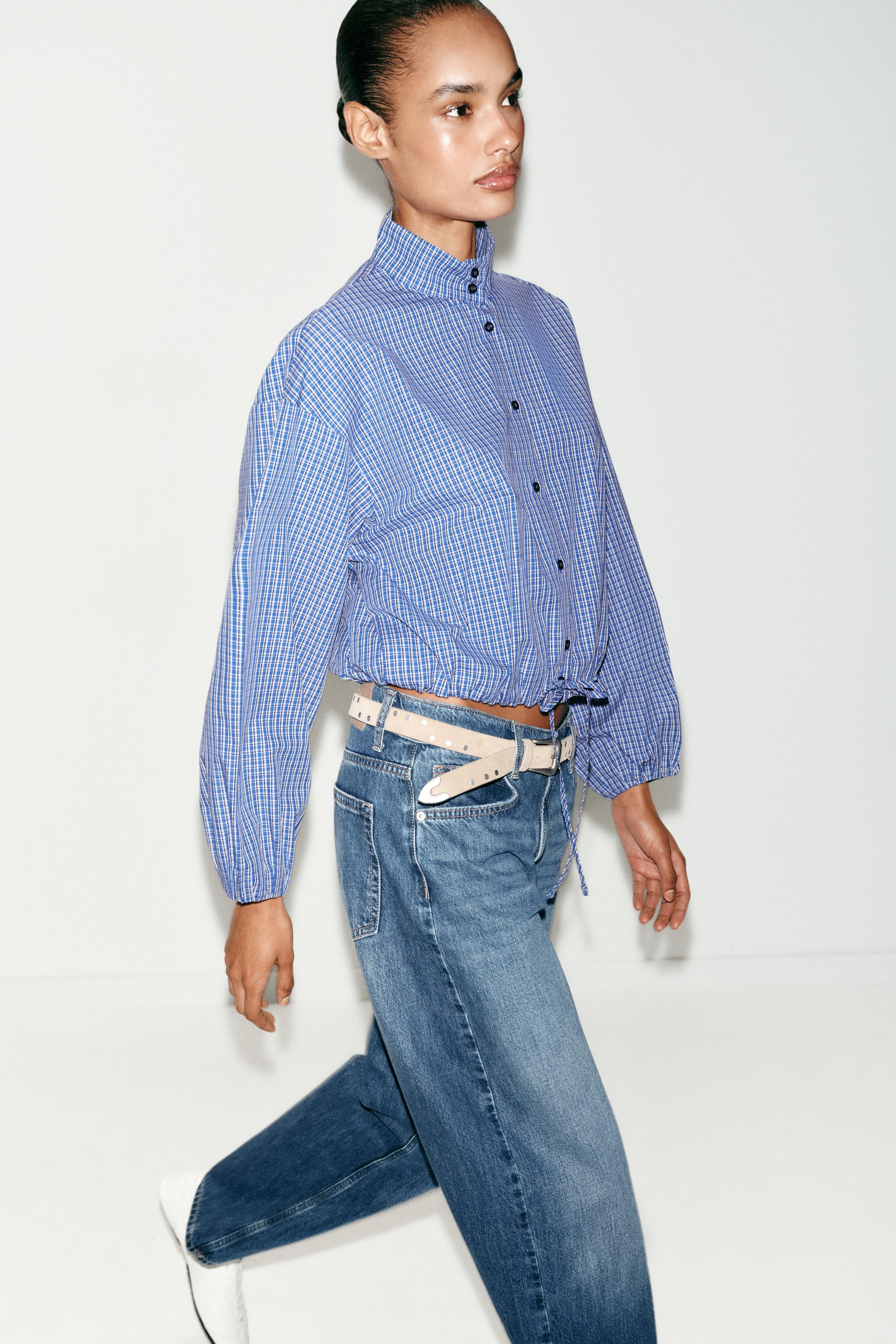 CHEMISE À CARREAUX ET MANCHES BOUFFANTES