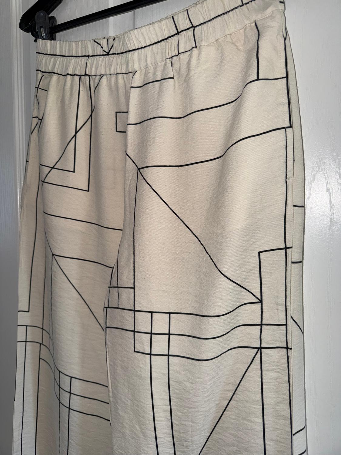 GEOMETRIC PRINT WIDE-LEG TROUSERS - Image 4