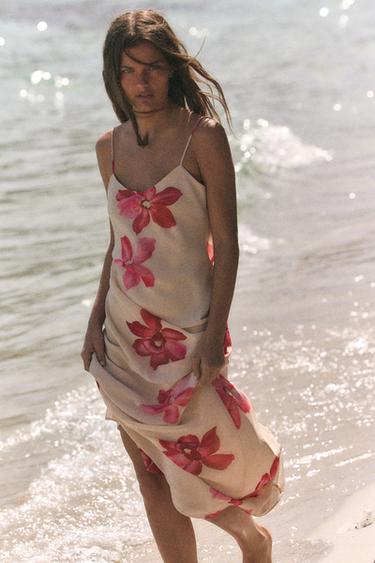 ROBE MI-LONGUE DRAPÉE À FLEURS - unique de Zara - Image 2