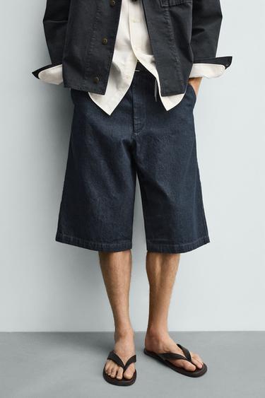 RELAXED FIT DENIM JORTS - Blue by Zara