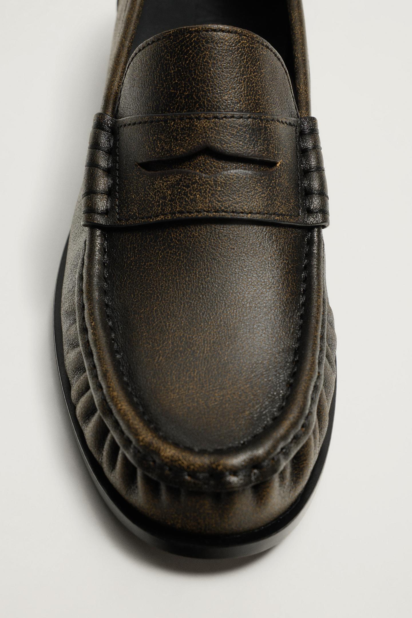 Мужские туфли Zara Leather Penny, цвет: Коричневый — фото 6