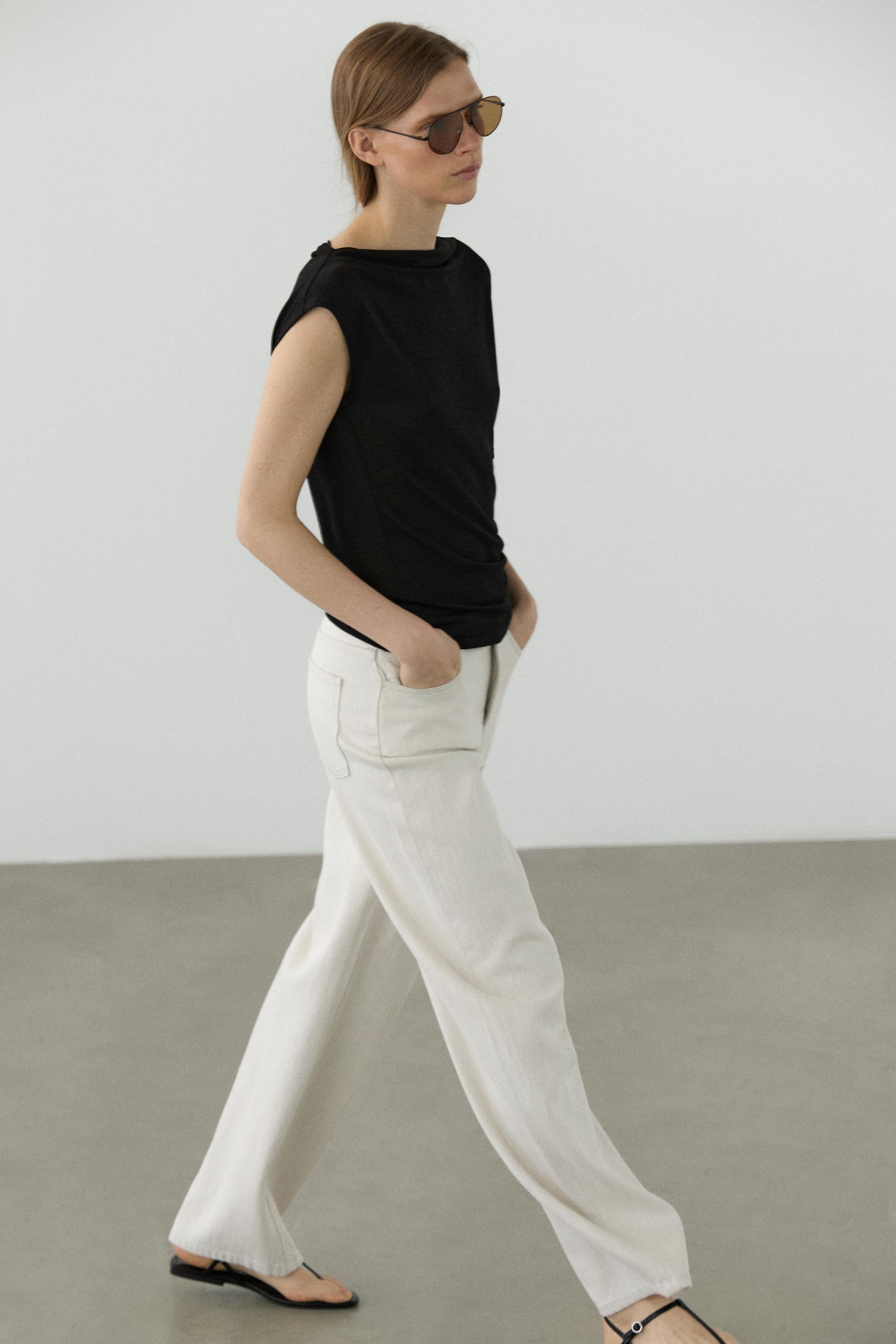 T-shirt asymétrique léger effet métallisé